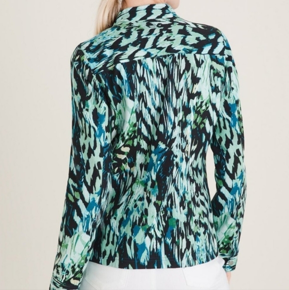 Chico's Reversible Solid To Printed Linen Jacket - Picture 4 of 8